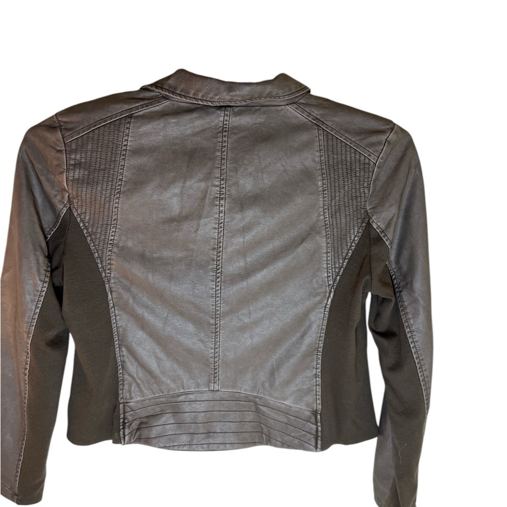Andrew Marc Brown Faux Leather Moto Jacket XL NWT Biker Style - Picture 6 of 7